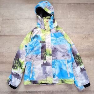 ​Quiksilver Youth Snowboard Jacket Size 12 QuikTech 5000MM Blue Green Mountain